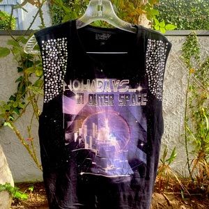 Topshop black tank, size large with beaded detail.